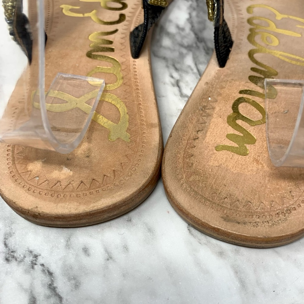 Sam Edelman Anella Beaded Fringe Flip Flops 7.5 Geometric Bohemian Western Artsy - Picture 9 of 16